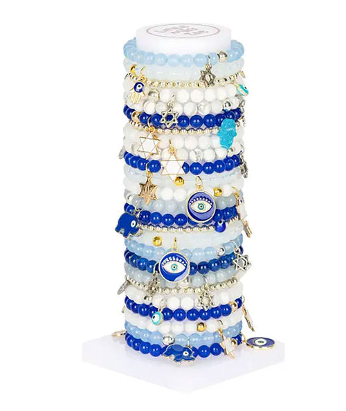 Hanukkah Glass Bead Bracelet Jewelry - Young Little Miss Zoe