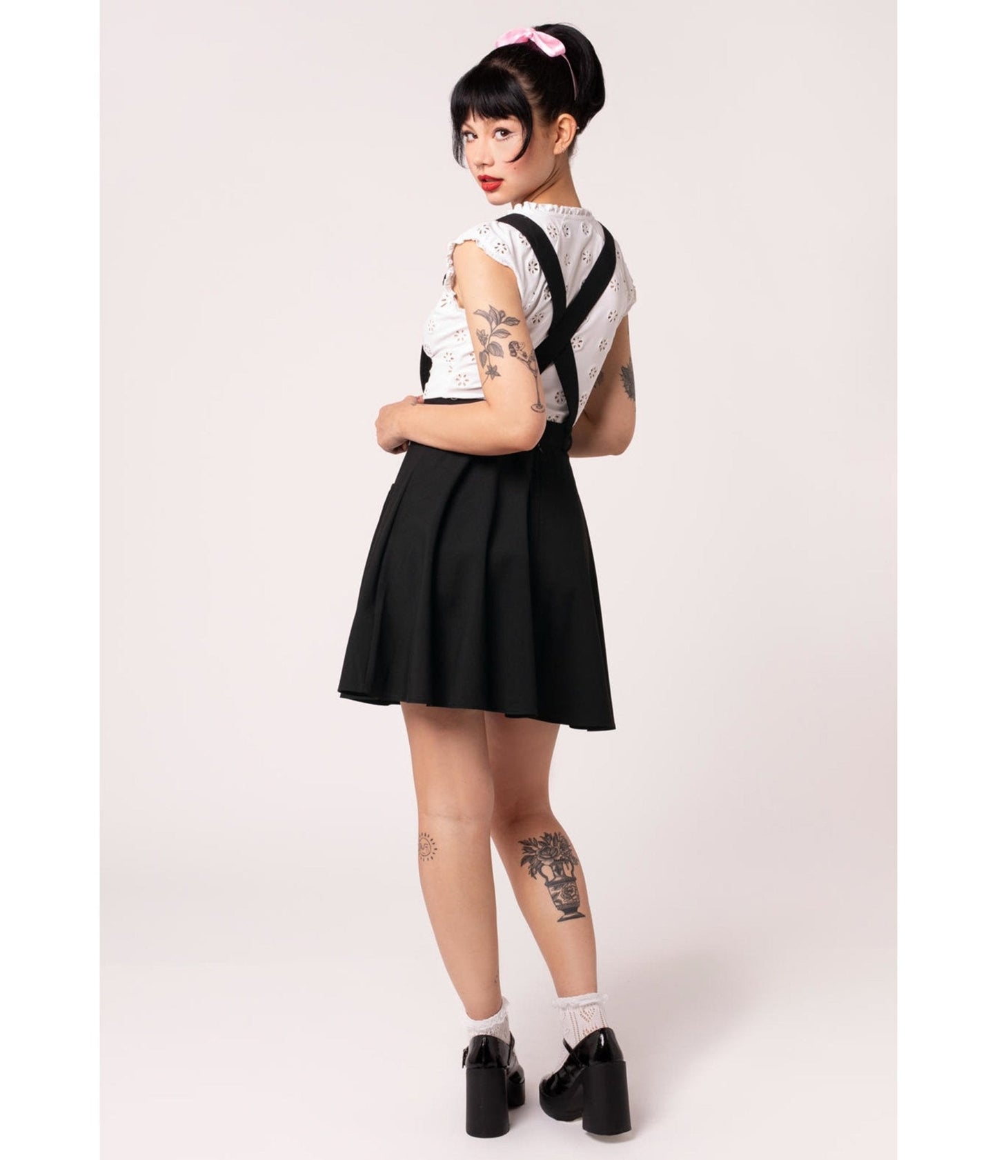 Hell Bunny Black Cupid Pinafore Skirt
