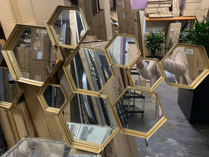Hexagonal Mirror Gold available in outlet store to collect-Renaissance Design Studio