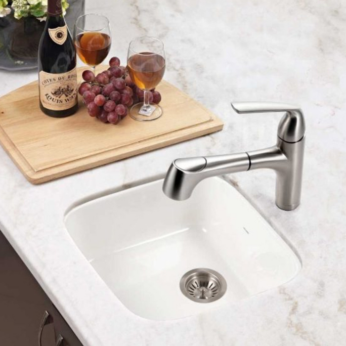 Houzer Platus PTB-1919-BQ 19" Biscuit Single Square Undermount Fire Clay Sink
