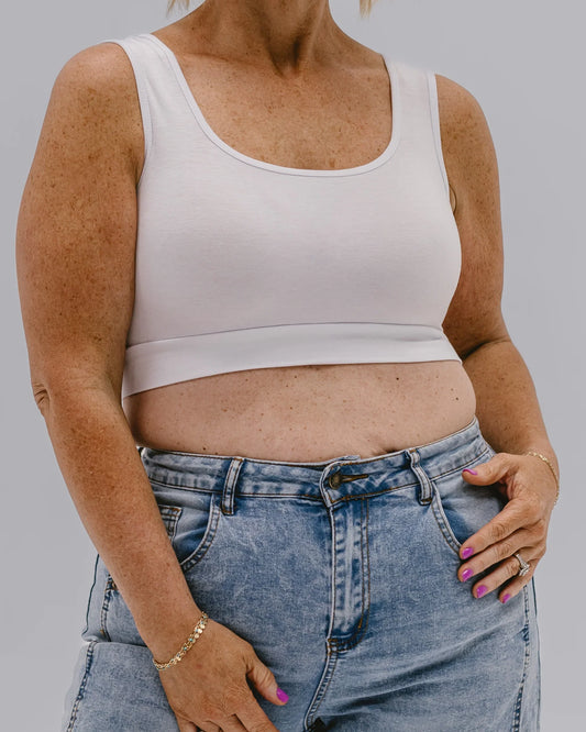 THE HALFTEE CLASSIC WIDE STRAP TANK HALFTEE IN WHITE