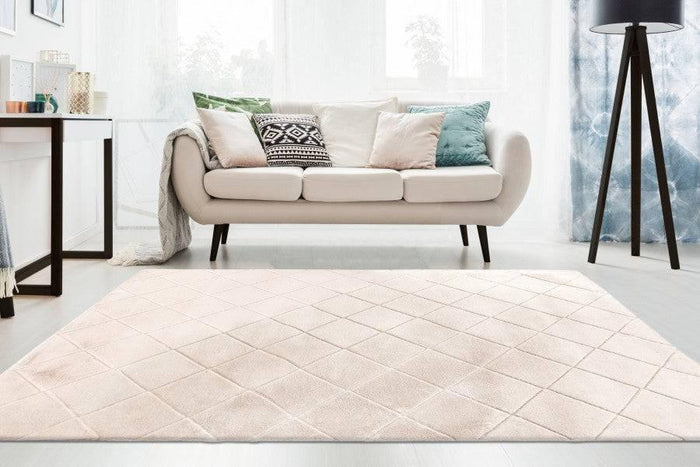 Impulse 600 Ivory Very Soft Fluffy Diamond Rug - DLB Furniture