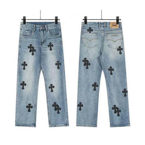 Authentic Chrome Hearts Jeans With Crosses – pants front view