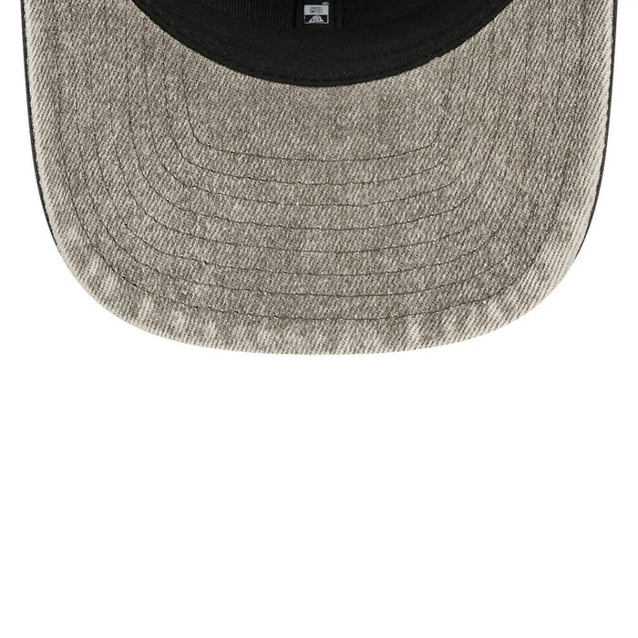 Pictured is this NFL Washed Denim Las Vegas Raiders 9SEVENTY Stretch Snap cap in dark grey. 7