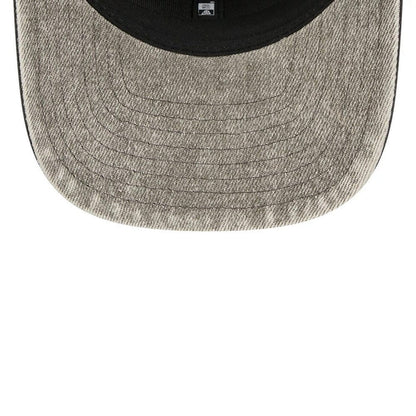 Pictured is this NFL Washed Denim Las Vegas Raiders 9SEVENTY Stretch Snap cap in dark grey. 7