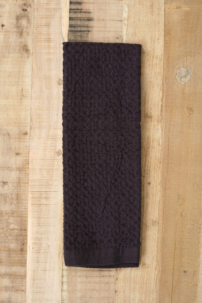 Kontex Home Bath Textiles Lattice Linen Hand Towel Charcoal / 33.5" L x 15" W