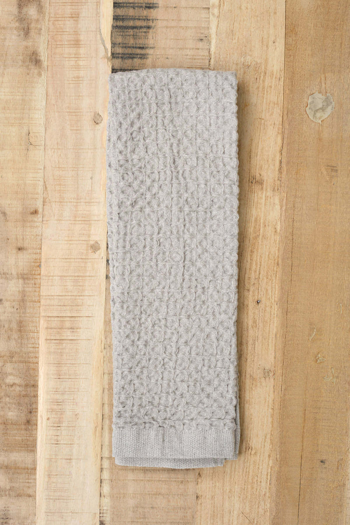 Kontex Home Bath Textiles Lattice Linen Hand Towel Ice Grey / 33.5" L x 15" W
