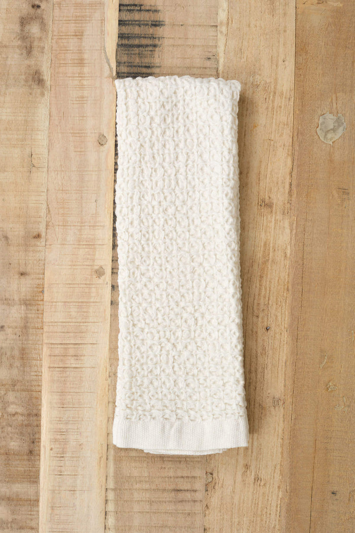 Kontex Home Bath Textiles Lattice Linen Hand Towel Ivory / 33.5" L x 15" W
