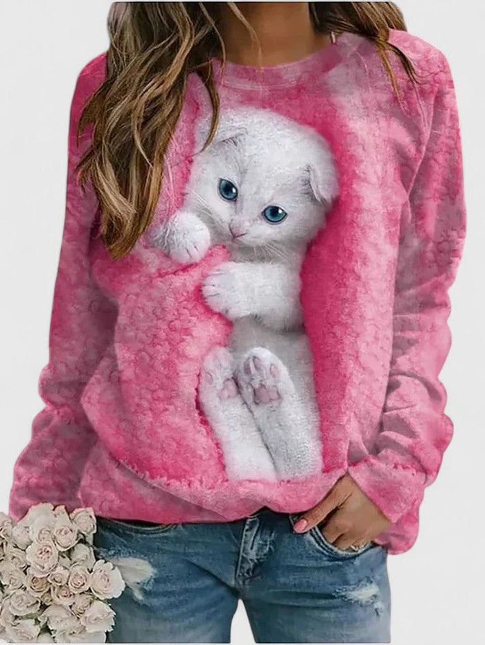 MAE – COZY KITTEN PRINT SWEATER