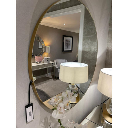 Manhattan Palace Round Minimalist Round Mirror With Slim Frame In Gold-Renaissance Design Studio