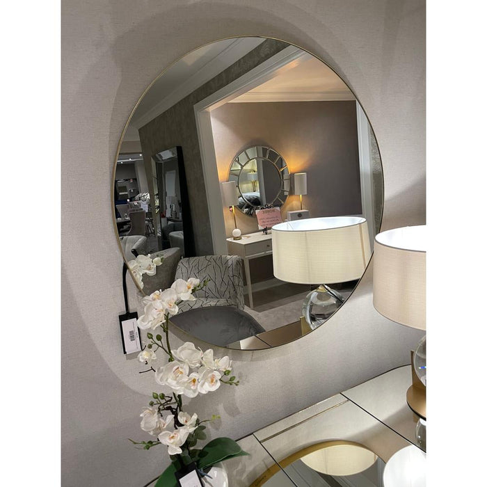 Manhattan Palace Round Minimalist Round Mirror With Slim Frame In Gold-Renaissance Design Studio