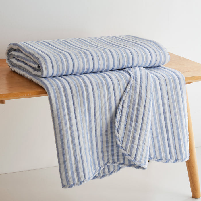 Levtex Home Martha Stripe Blue Quilted Throw Throws