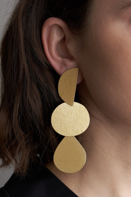 Annie Costello Brown Jewelry Earrings Mattea Earrings in Gold Gold / 4"