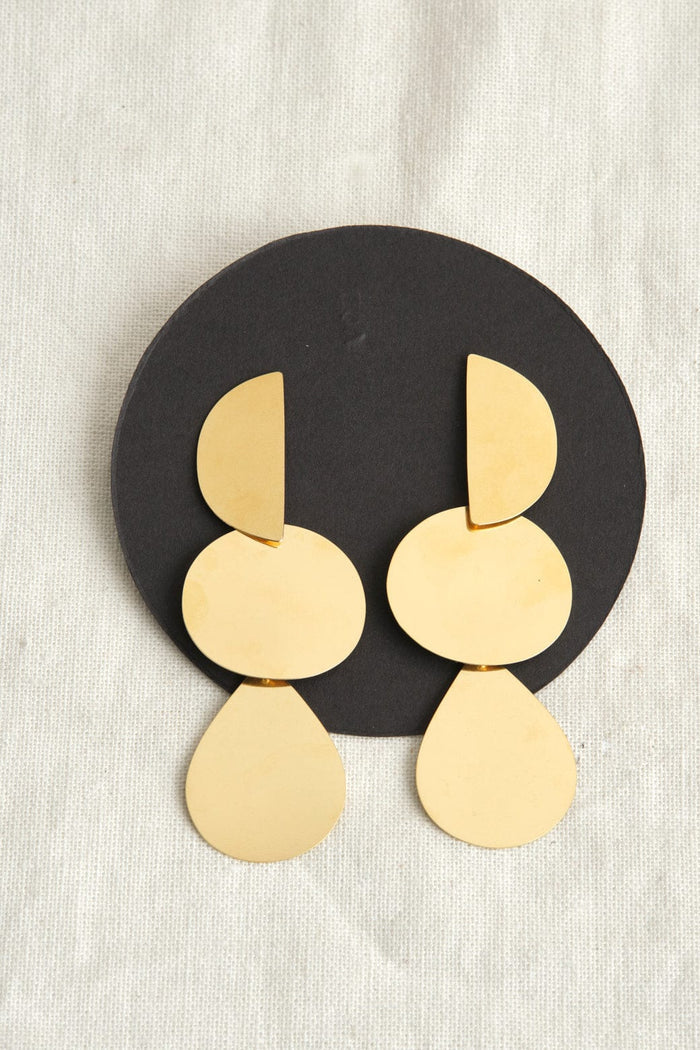 Annie Costello Brown Jewelry Earrings Mattea Earrings in Gold Gold / 4"