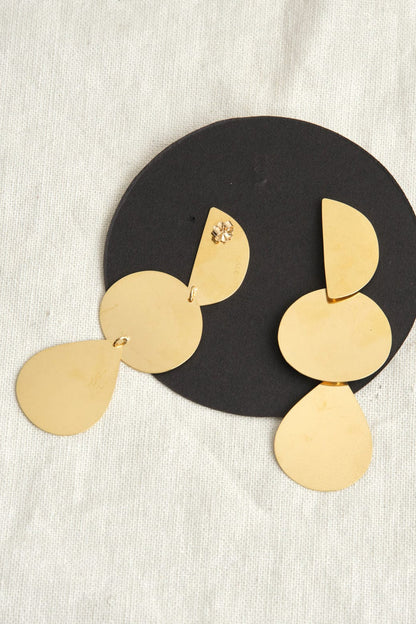 Annie Costello Brown Jewelry Earrings Mattea Earrings in Gold Gold / 4"