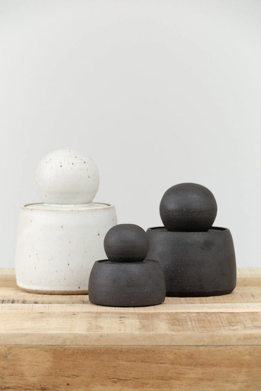 MH Ceramics Home Kitchen Containers Medium Stash Jar in Charcoal Charcoal / 4.5" D X 6" H