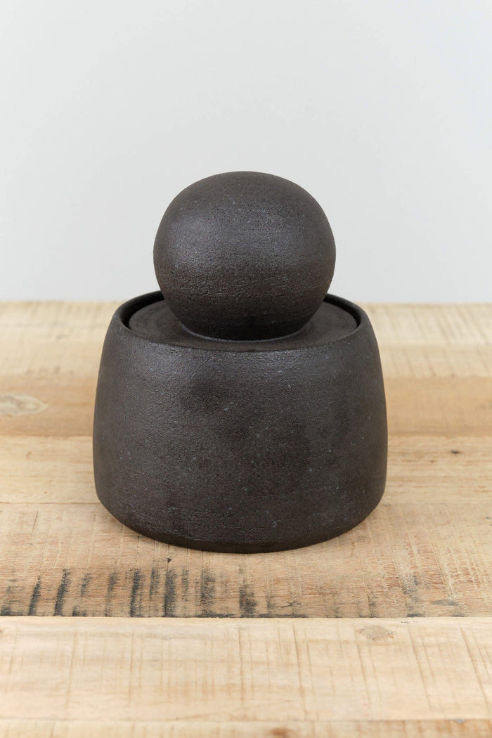 MH Ceramics Home Kitchen Containers Medium Stash Jar in Charcoal Charcoal / 4.5" D X 6" H
