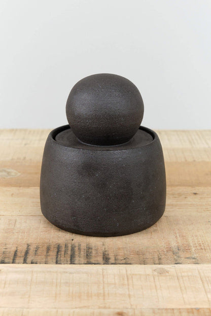 MH Ceramics Home Kitchen Containers Medium Stash Jar in Charcoal Charcoal / 4.5" D X 6" H