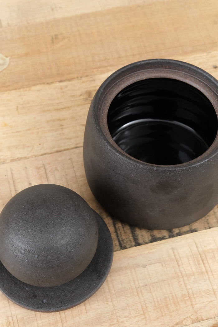 MH Ceramics Home Kitchen Containers Medium Stash Jar in Charcoal Charcoal / 4.5" D X 6" H