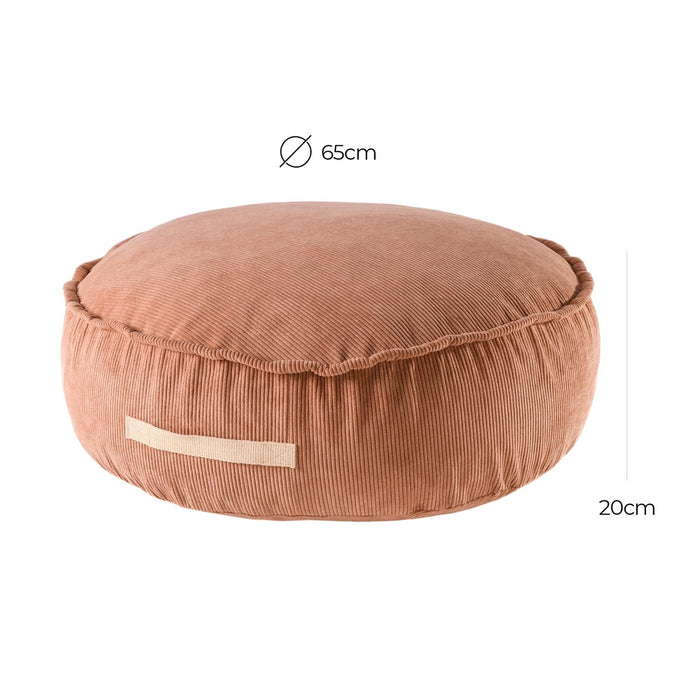 MeowBaby Corduroy Round Pouf Brick Designer Kids Seat – dimensions 65cm diameter 20cm height | Nestling