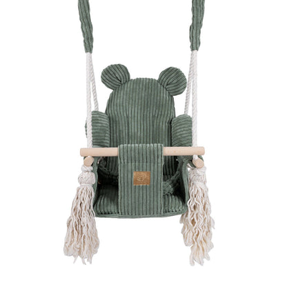 MeowBaby Indoor Baby Swing, Teddy – Olive Green