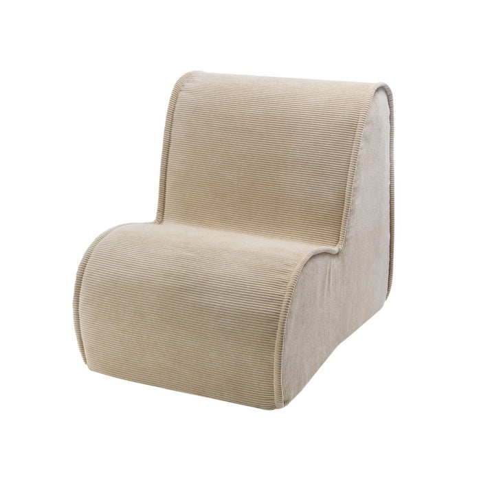 MeowBaby Kids Corduroy Chair Sand Childrens Armchair – sand beige corduroy armchair for children side view | Nestling