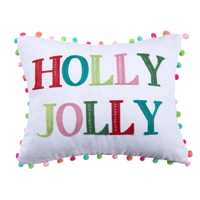 Levtex Home Merry & Bright Holly Jolly Pom Pillow Decorative Pillows
