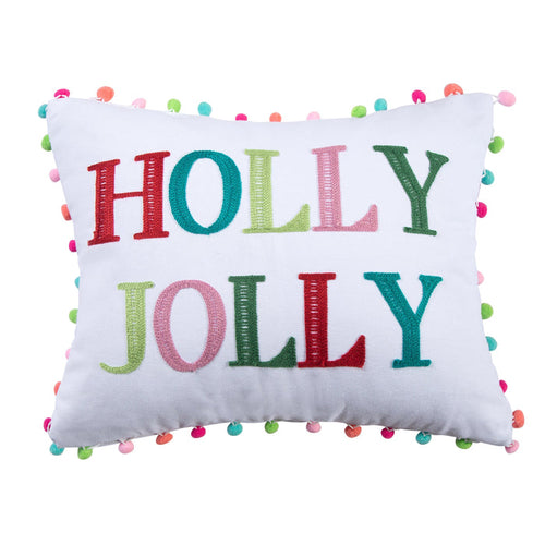 Levtex Home Merry & Bright Holly Jolly Pom Pillow Decorative Pillows