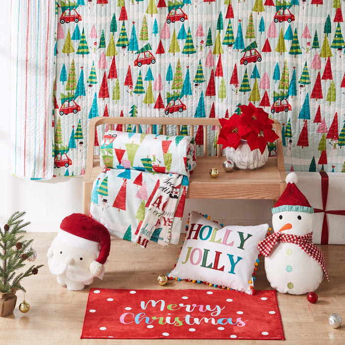 Levtex Home Merry & Bright Holly Jolly Pom Pillow Decorative Pillows