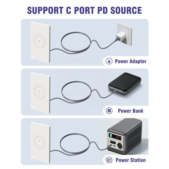 mini router USB-C charging cable on work surface