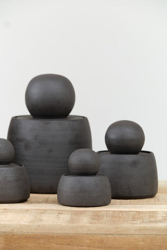 MH Ceramics Home Kitchen Containers Mini Stash Jar in Charcoal Charcoal / 3.5" D X 4.5" H
