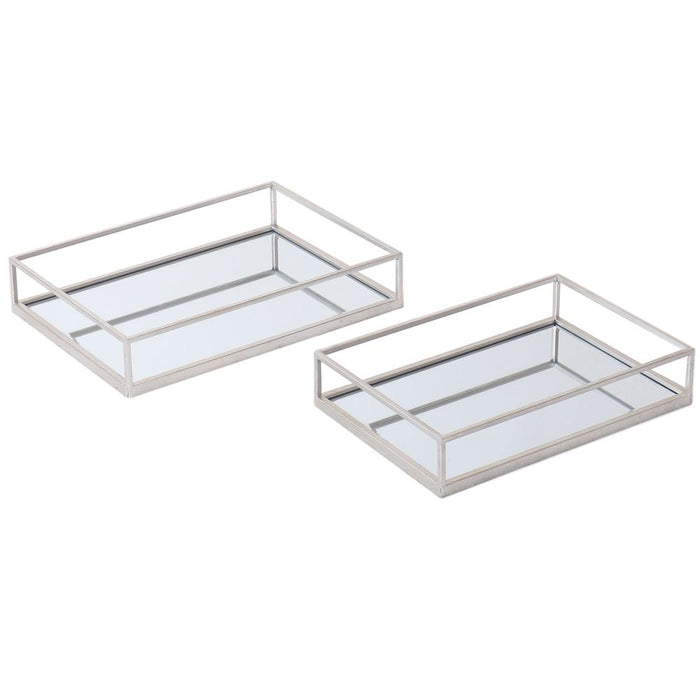 Mirrored Set Of Two Rectangle Trays-Renaissance Design Studio