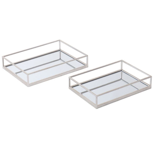 Mirrored Set Of Two Rectangle Trays-Renaissance Design Studio