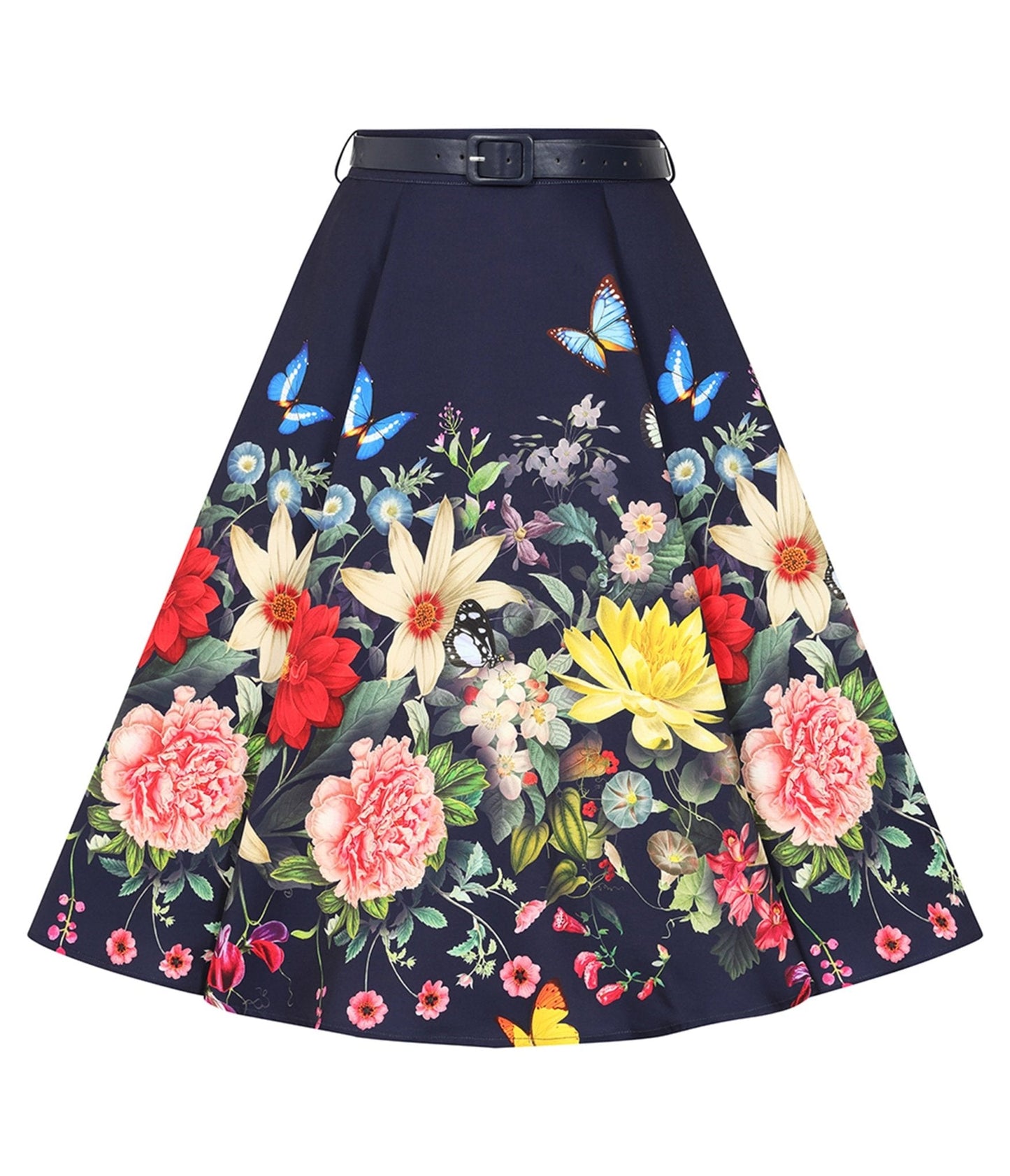 Navy Butterfly Meadow Swing Skirt