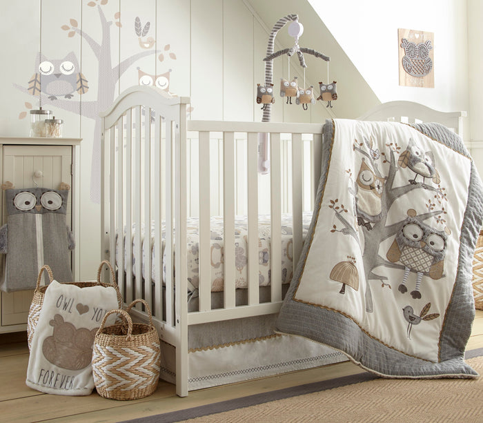 Levtex Home Night Owl Plush Blanket - Grey Baby Blankets