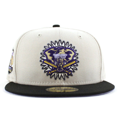 Oakland Athletics 50th Anniversary New Era 59Fifty Fitted Hat (Stone Black Lavender Under Brim)