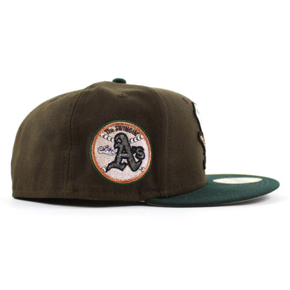 Oakland Athletics Swinging A’s New Era 59Fifty Fitted Hat (Walnut Green Gray Under Brim)