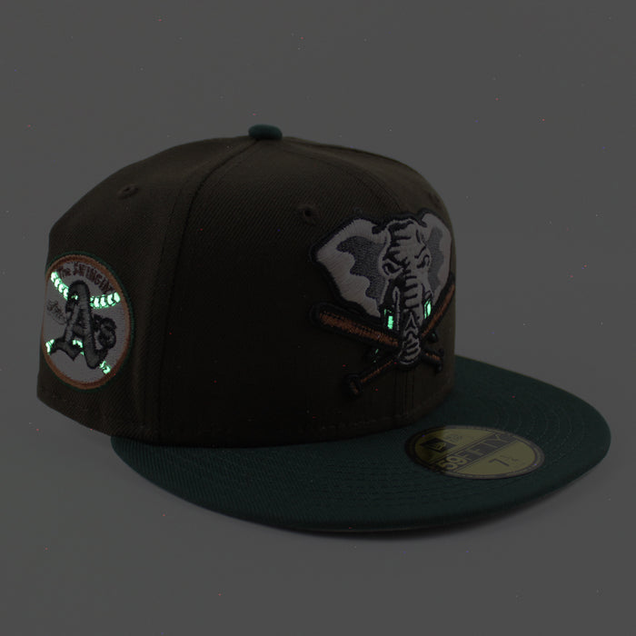 Oakland Athletics Swinging A’s New Era 59Fifty Fitted Hat (Walnut Green Gray Under Brim)