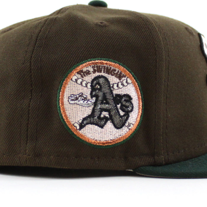 Oakland Athletics Swinging A’s New Era 59Fifty Fitted Hat (Walnut Green Gray Under Brim)