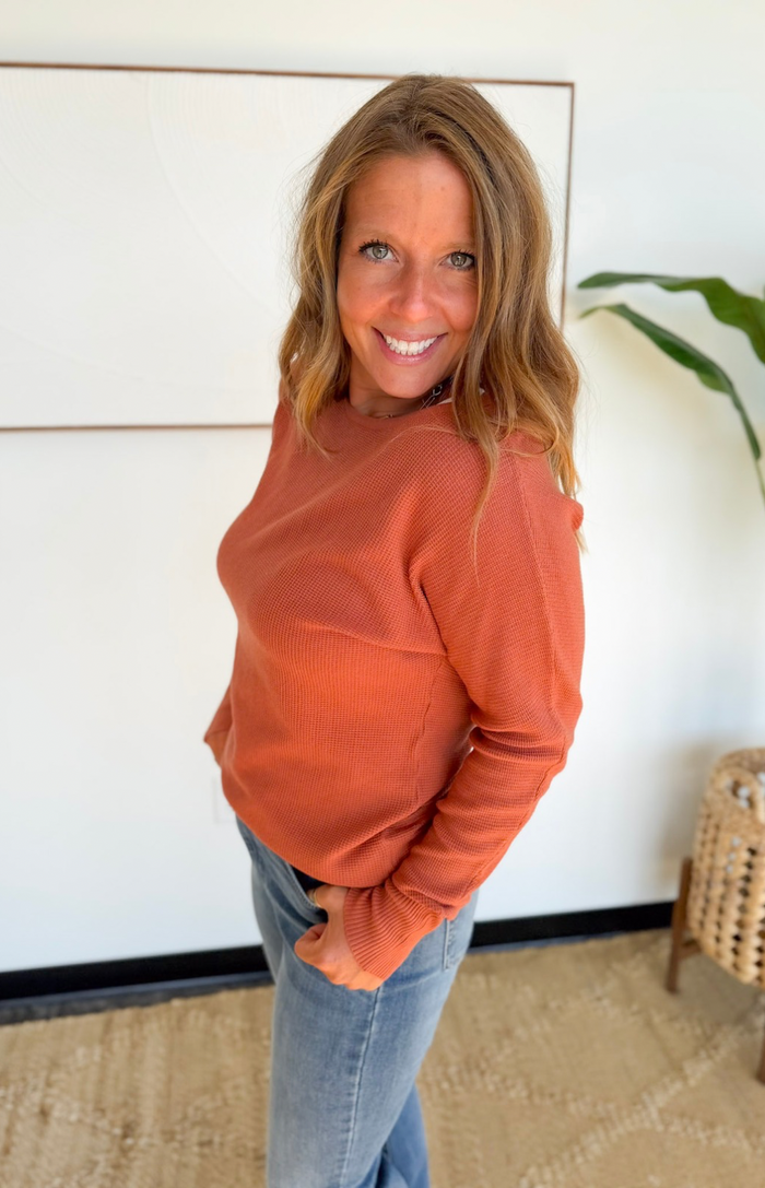 Orange Waffle Knit Sweater