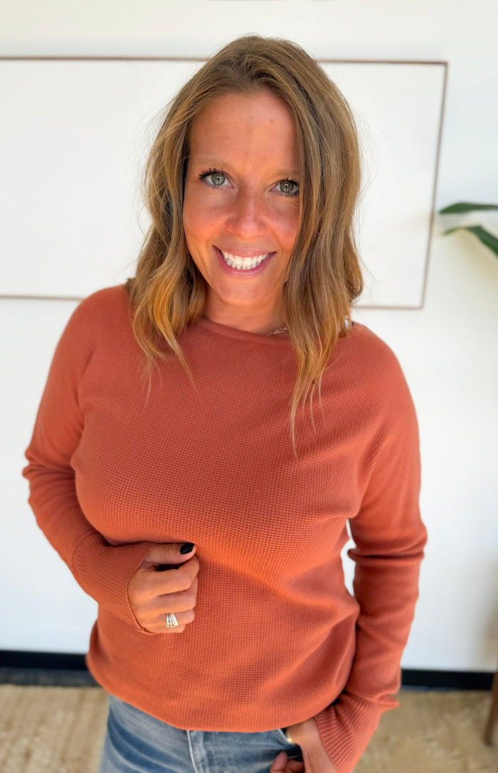 Orange Waffle Knit Sweater