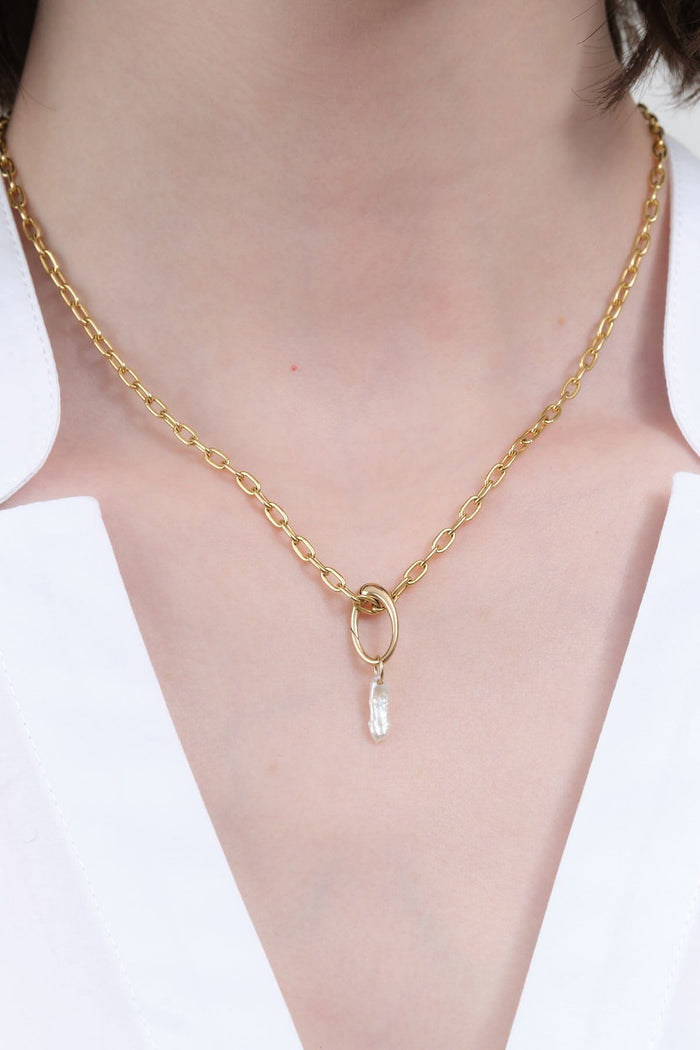 WWAKE Jewelry Necklaces Pearl Charm Pearl / Charm Only