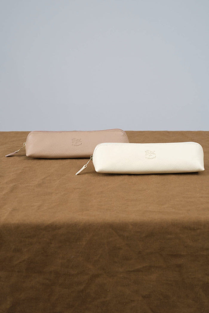 Il Bisonte Accessories Wallets Pencil Case in Milk Milk / 8" L X 1.25" H X 1.5" D