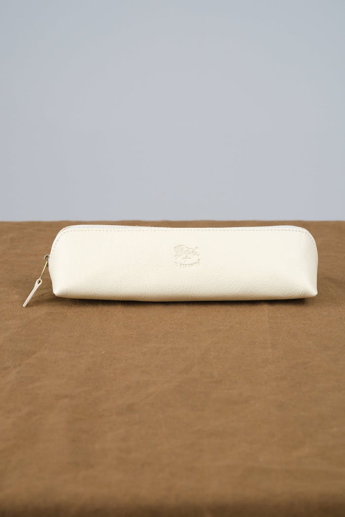 Il Bisonte Accessories Wallets Pencil Case in Milk Milk / 8" L X 1.25" H X 1.5" D