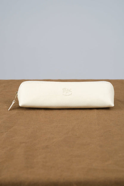Il Bisonte Accessories Wallets Pencil Case in Milk Milk / 8" L X 1.25" H X 1.5" D