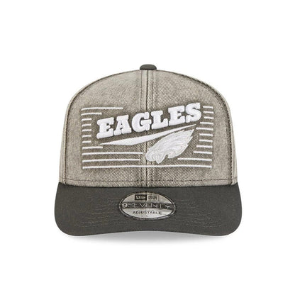 Pictured is this NFL Washed Denim Philadelphia Eagles 9SEVENTY Stretch Snap cap in dark grey. 2