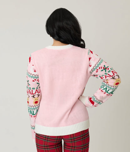 Pink Holiday Fair Isle Sweater
