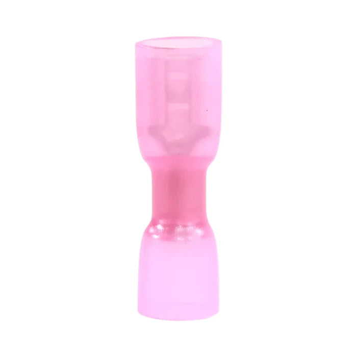 Red heat shrink fully insulated female quick disconnect (100 pack) for caravan, rv, and campervan waterproof 12v wiring connections