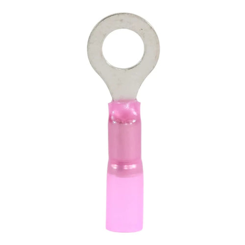 Red heat shrink ring terminal M8 (100 pack) for caravan, rv, and campervan waterproof 12v wiring connections