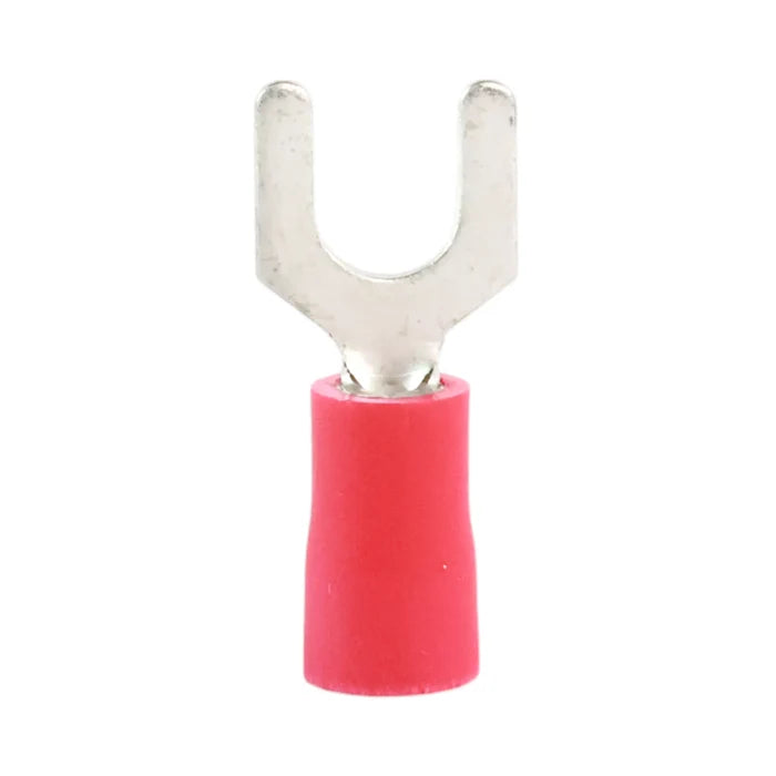 Red vinyl fork terminal M5 (100 pack) for caravan, rv, and campervan 12v wiring connections